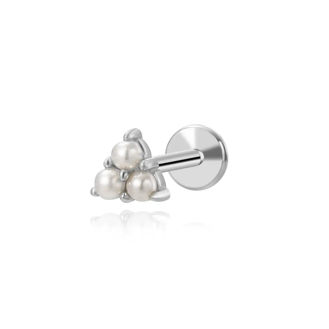 Triangle Baby Pearl Flat Back Piercing 18G
