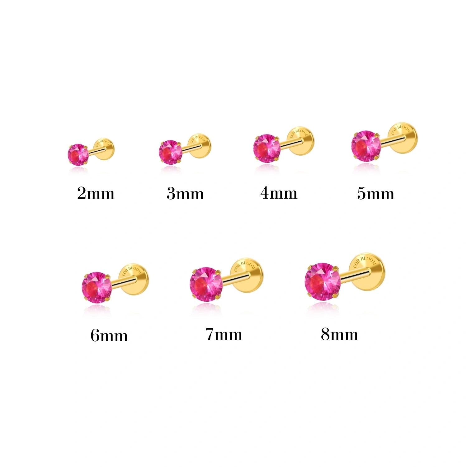 Titanium Multisize Ruby Stud (Push Pin)