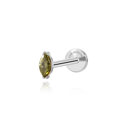 Titanium Peridot Marquise Flat Back Stud