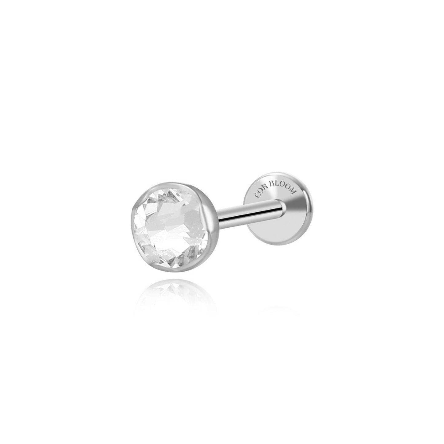 Titanium Swarovski Clear Crystal Piercing Stud