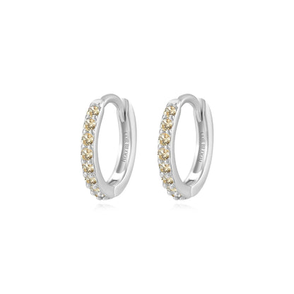 Arya Light Yellow Citrine Pave Hoop Earrings