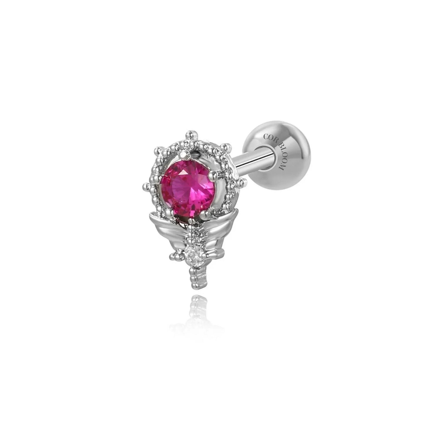 Ruby Fairy Wand Screw Back Stud Earring