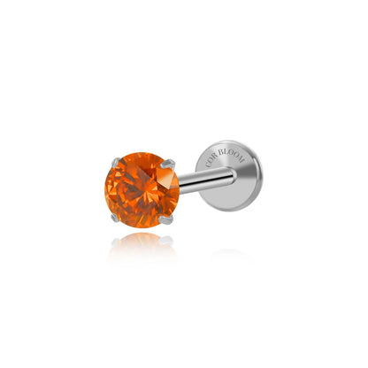 Titanium Multisize Orange Red Gemstone Piercing Stud