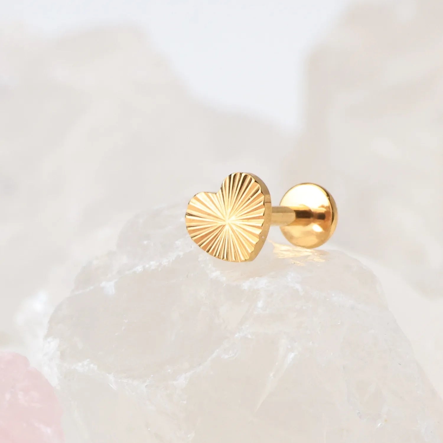 Titanium Radiant Heart Piercing Stud