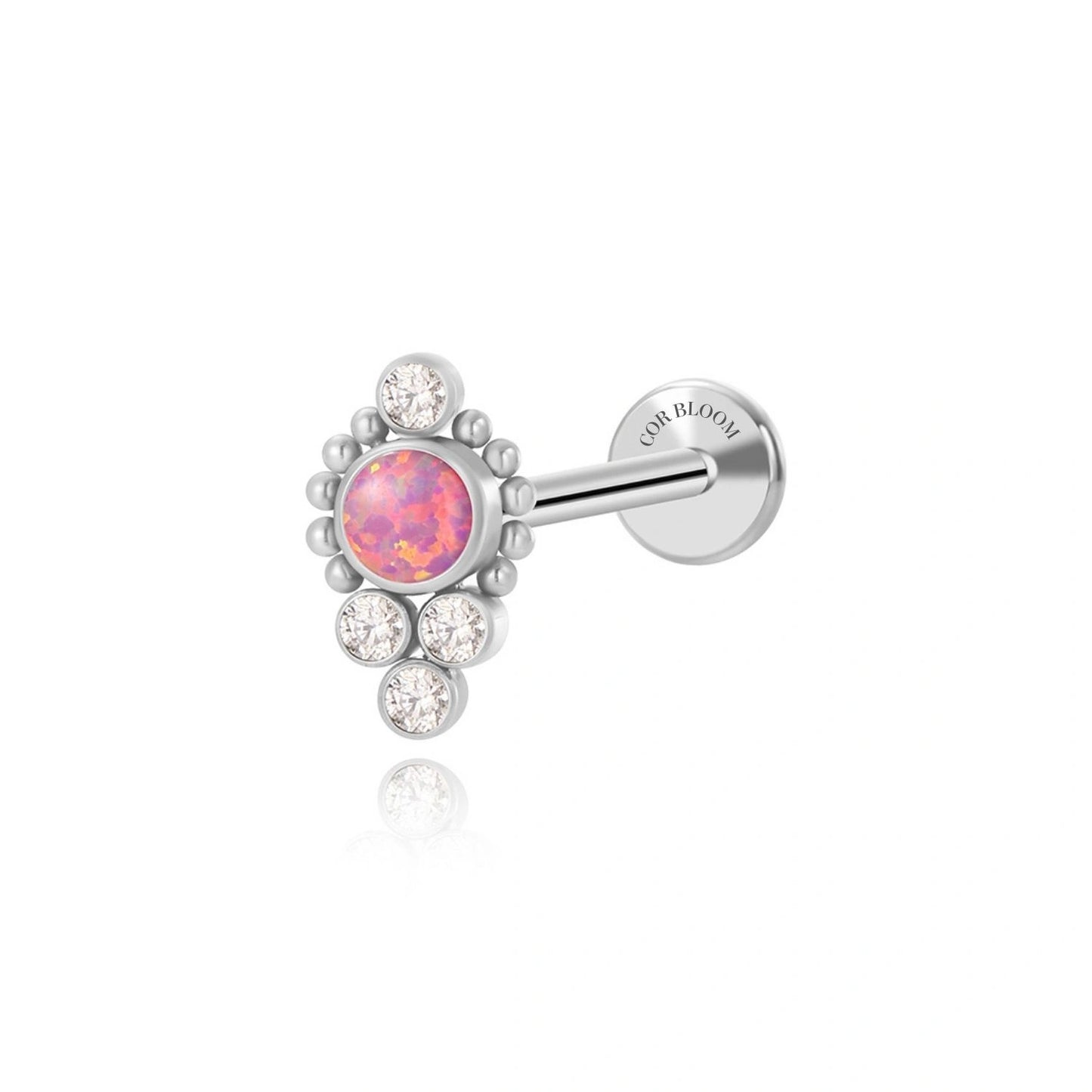 Titanium Vanya Pink Opal Flat Back Stud