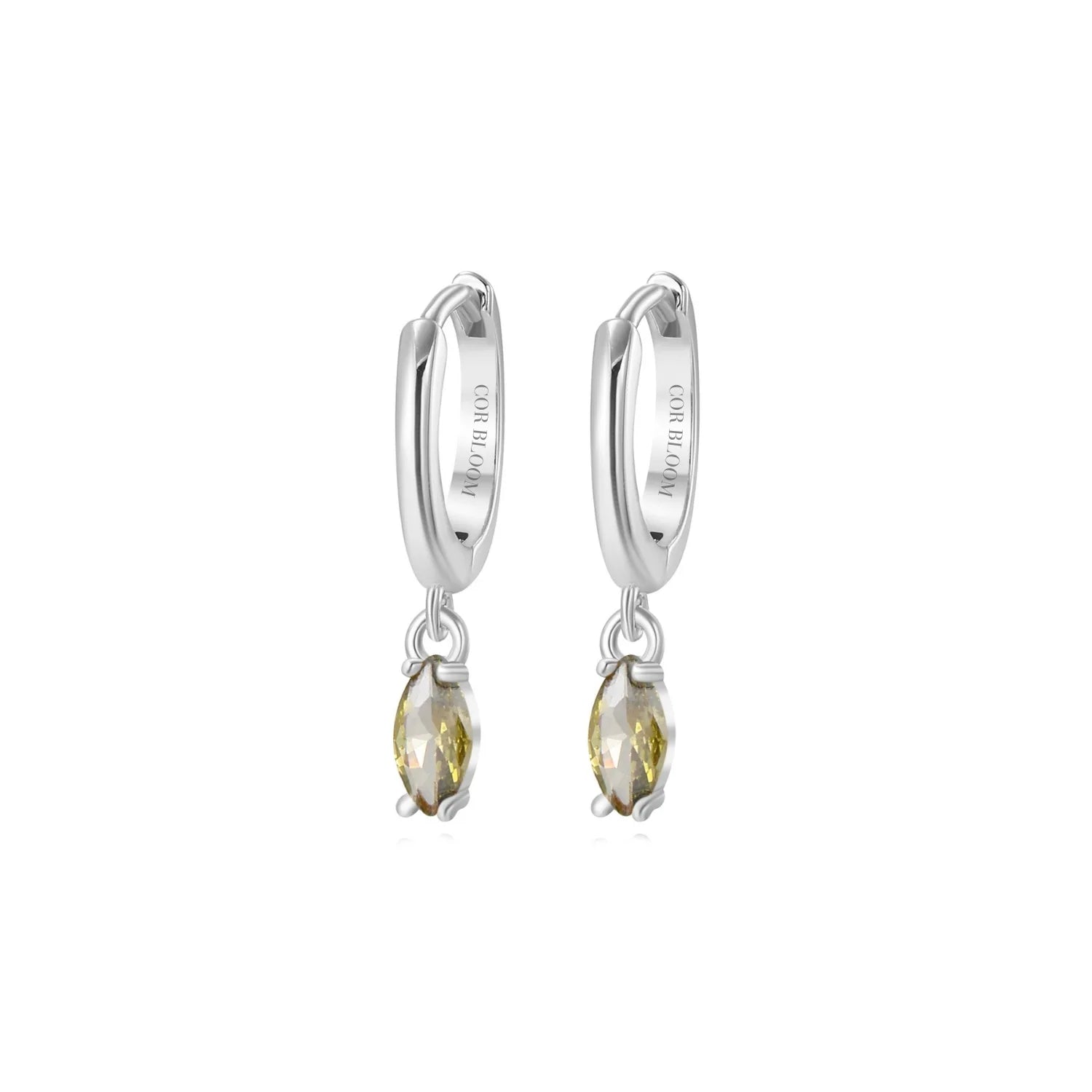 Doris Peridot Marquise Charm Hoop Earrings