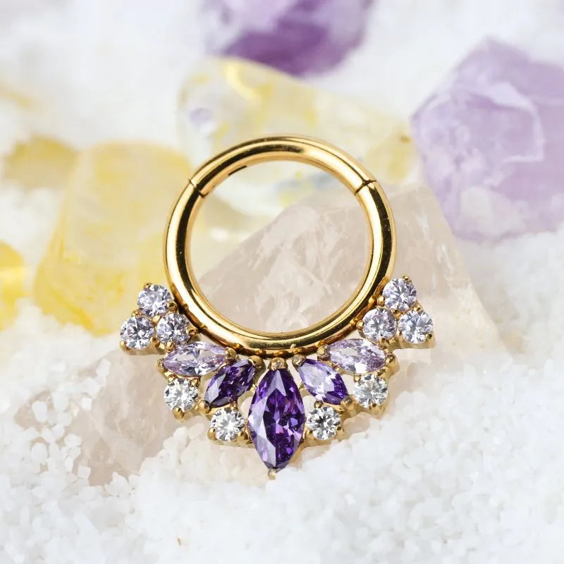 Titanium Celestia Marquise Crown Clicker - Amethyst