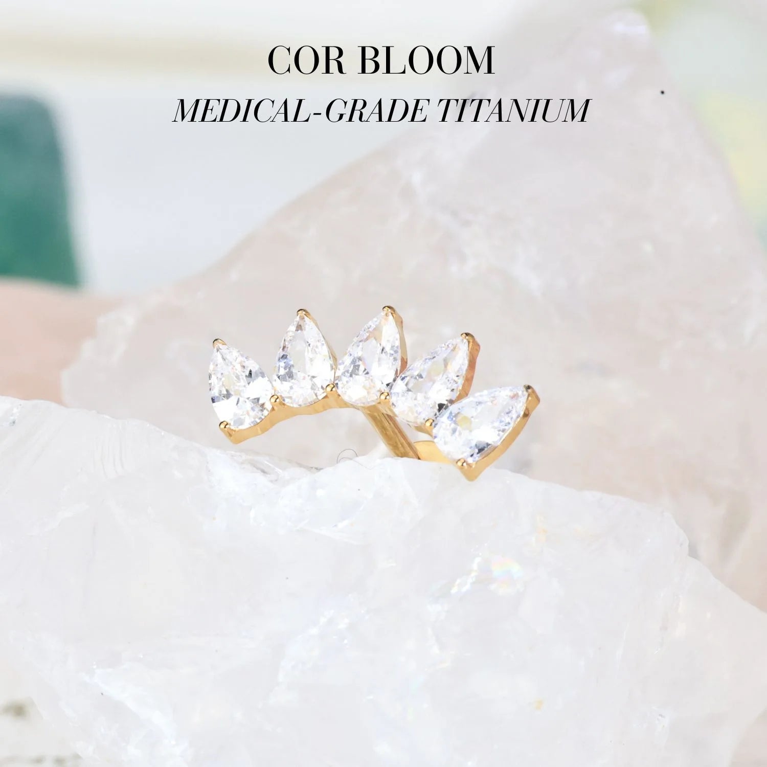 Titanium Harmonia Five Pear-Cut Diamond Crown Stud