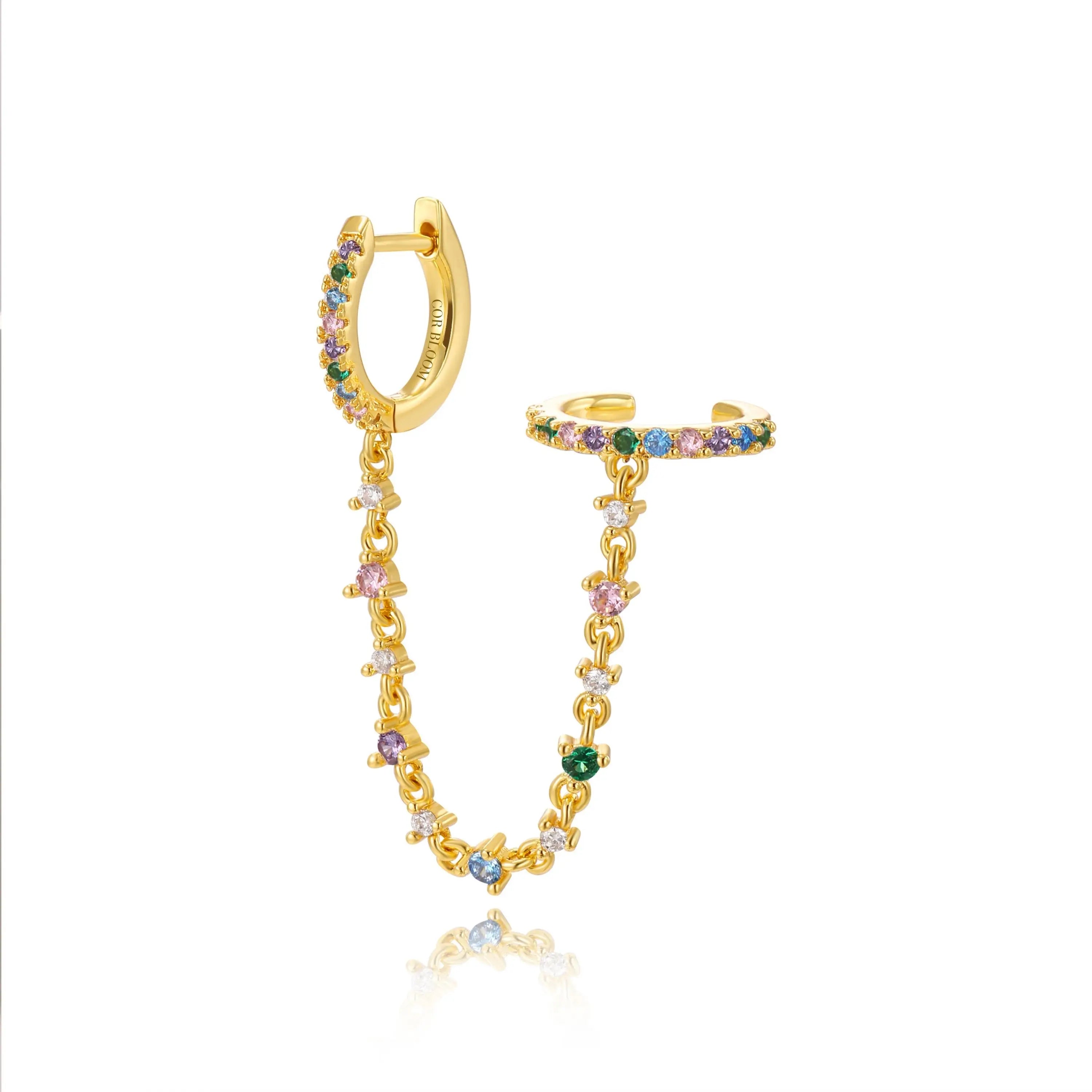 Abrielle Sparkling Chain Earring - Rainbow
