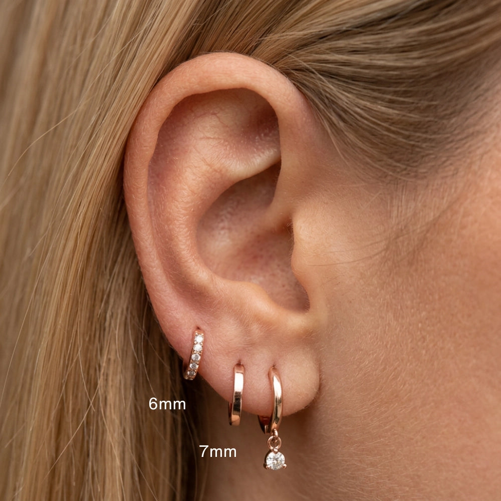 Classic Pave Hoop Earring (20G)