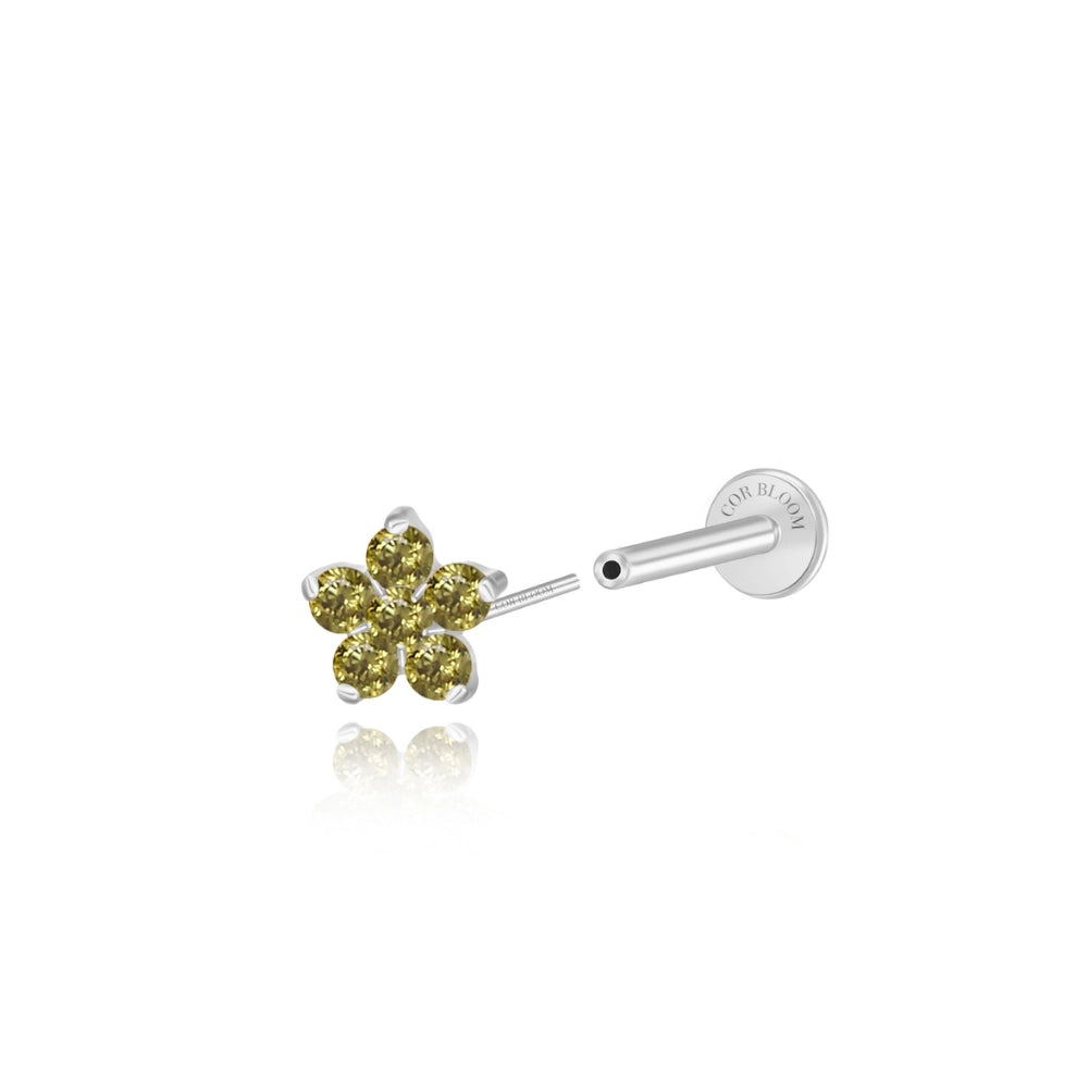 Titanium Nova Flower Stud - Peridot