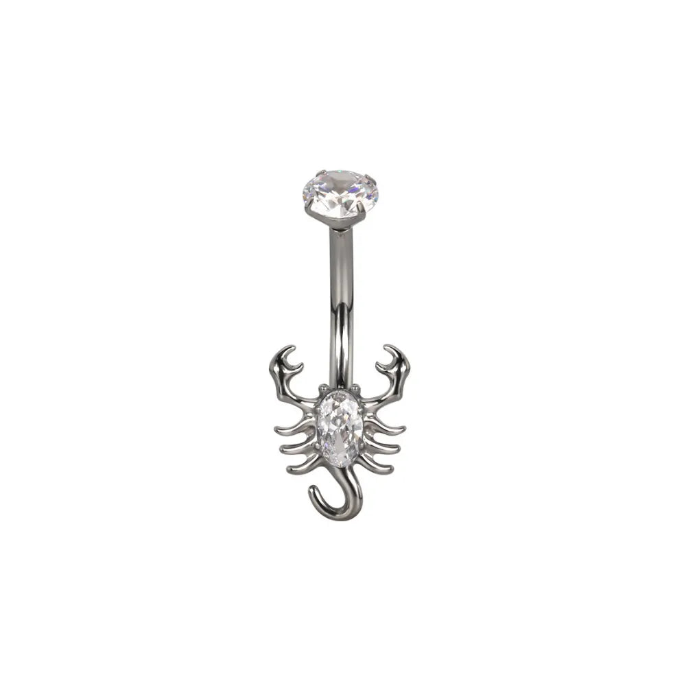 Titanium Diamond Scorpion Belly Ring