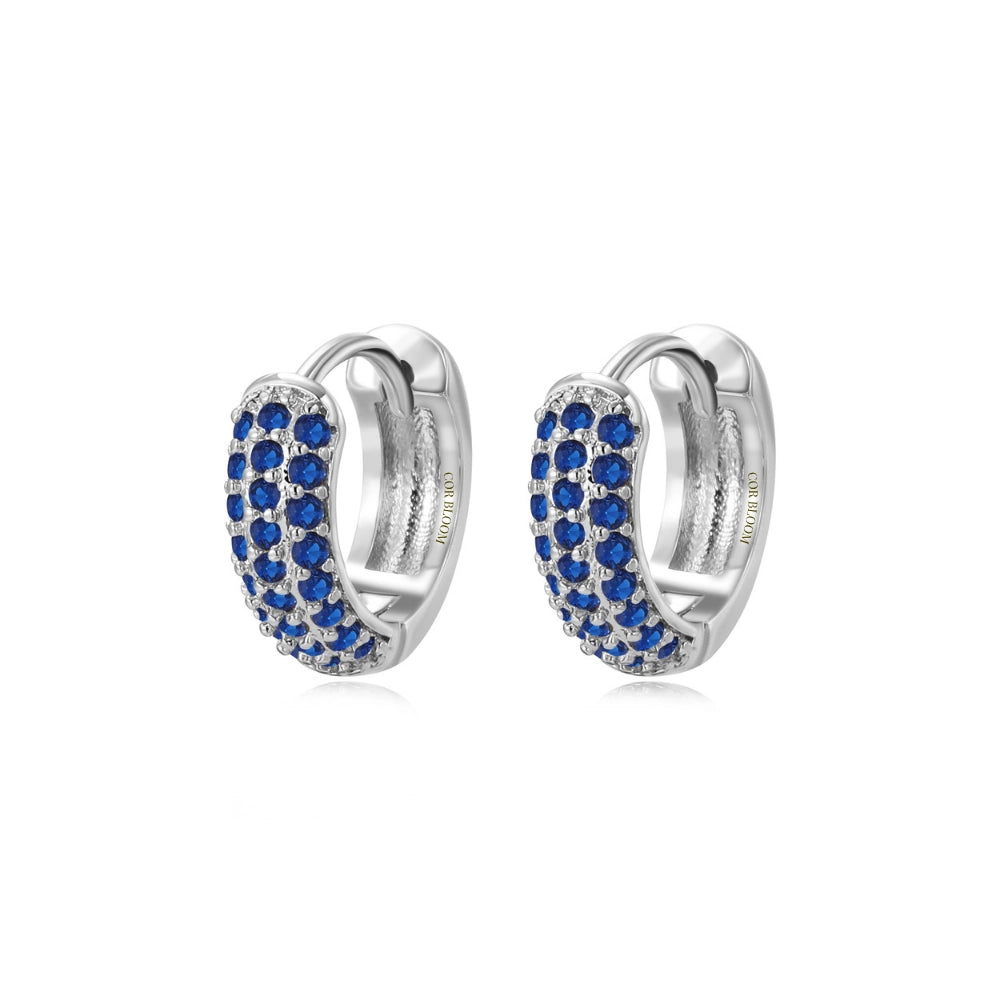 Lysander Pave Gem Hoop Earrings - Blue Sapphire
