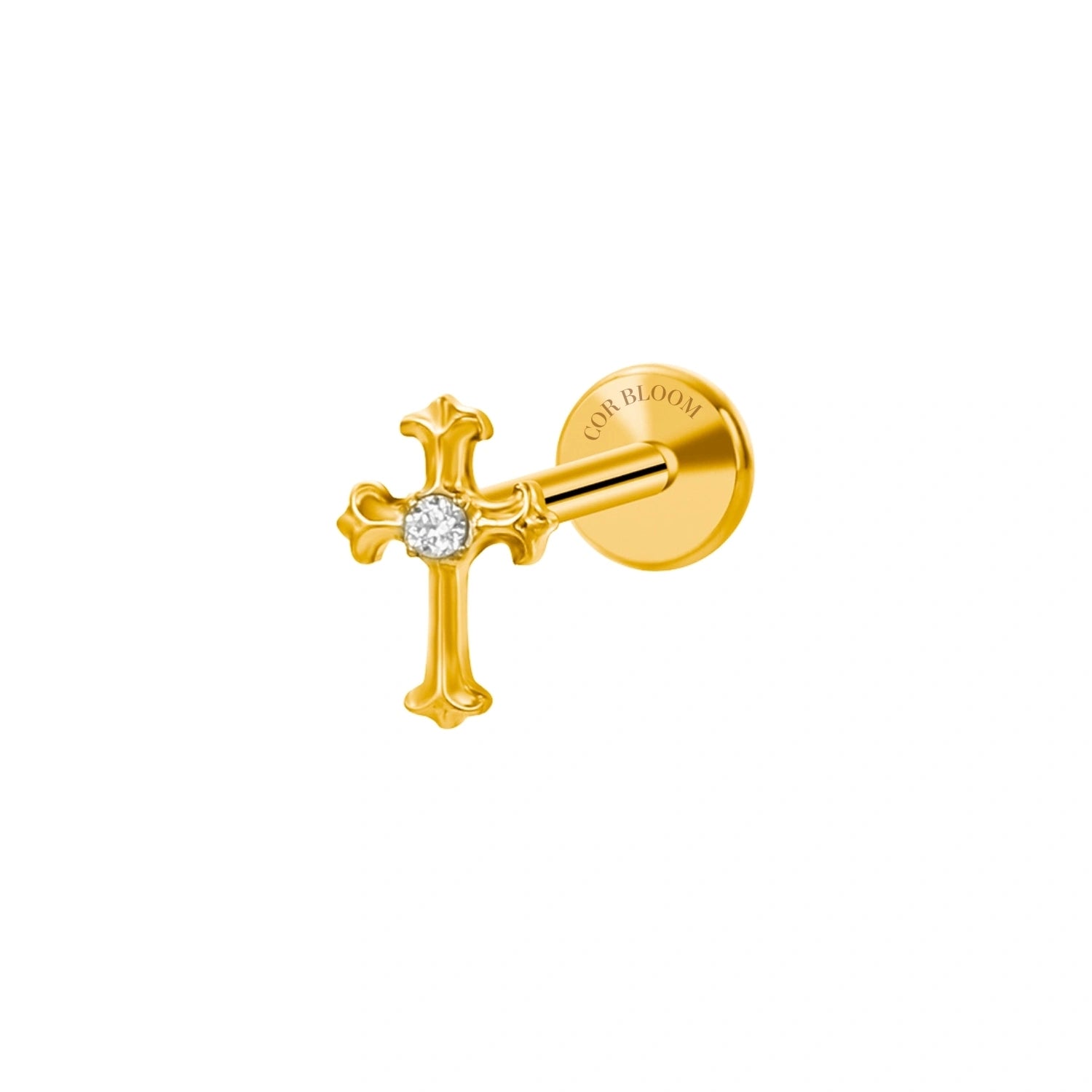 Titanium Mini Diamond Cross Flat Back Piercing Stud