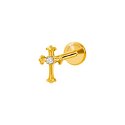 Titanium Mini Diamond Cross Flat Back Piercing Stud