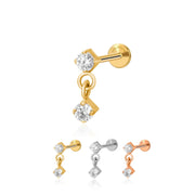 Titanium Emmie Mini Duo Dangling Diamond Piercing Stud