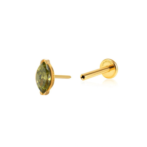 Titanium Peridot Marquise Flat Back Stud