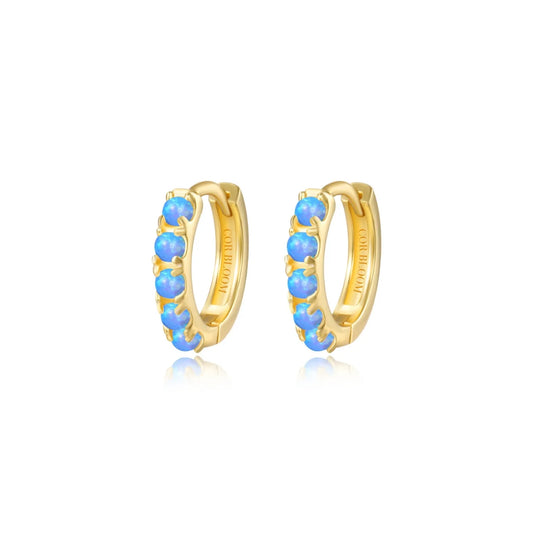 Yianna Ocean Blue Opal Hoop Earrings