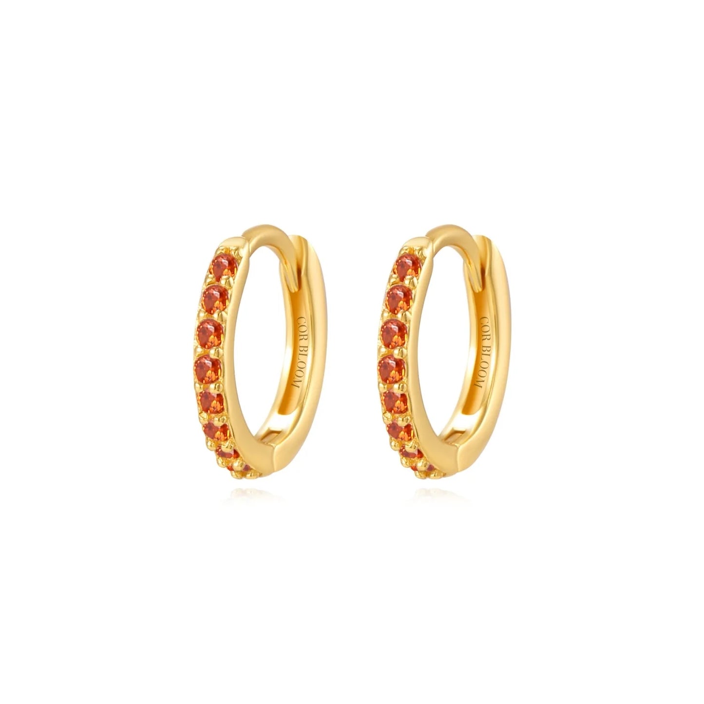 Arya Red Garnet Pave Hoop Earrings