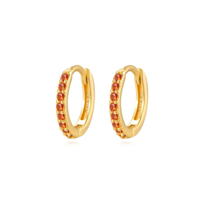 Arya Red Garnet Pave Hoop Earrings