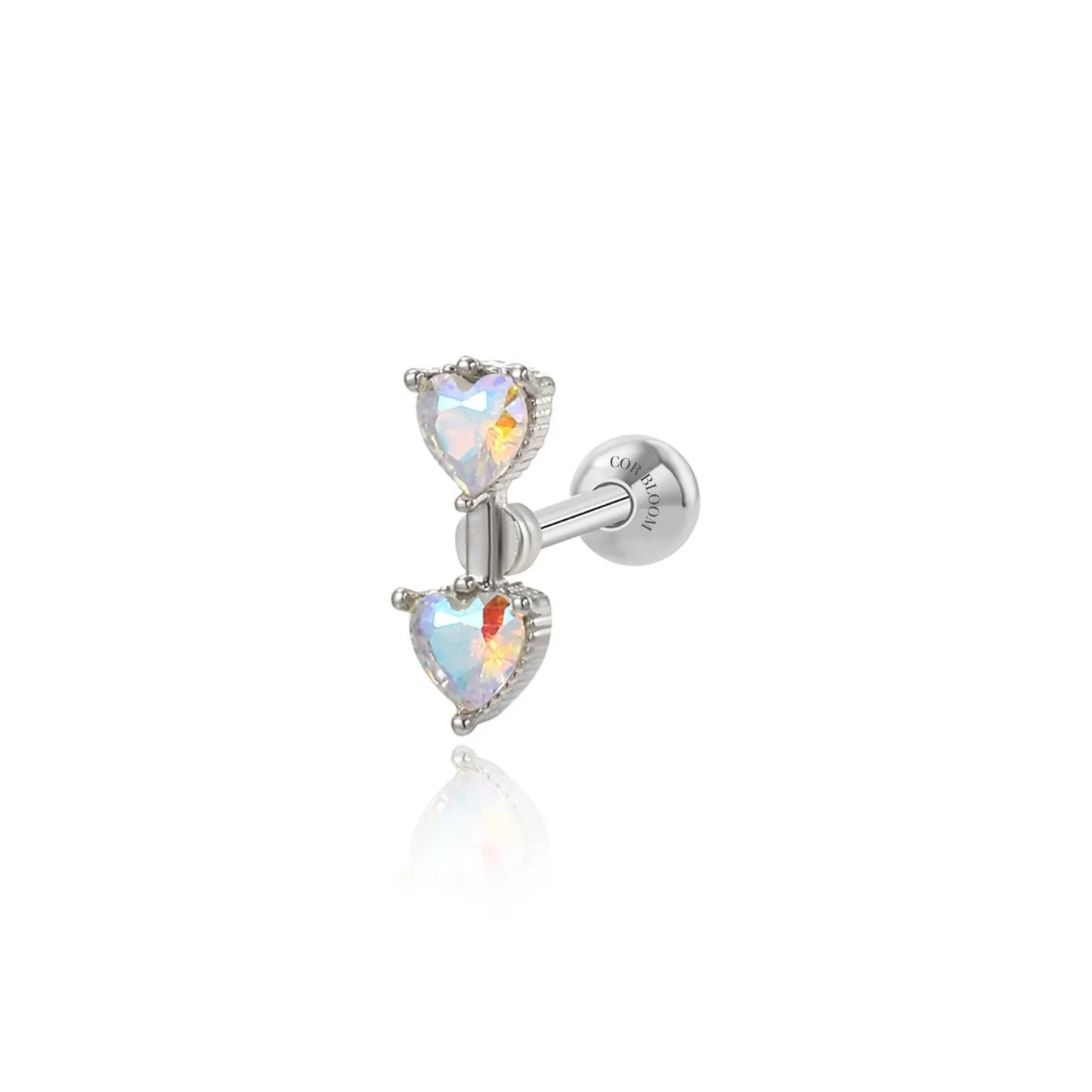 Duo AB Heart Screw Back Stud Earrin