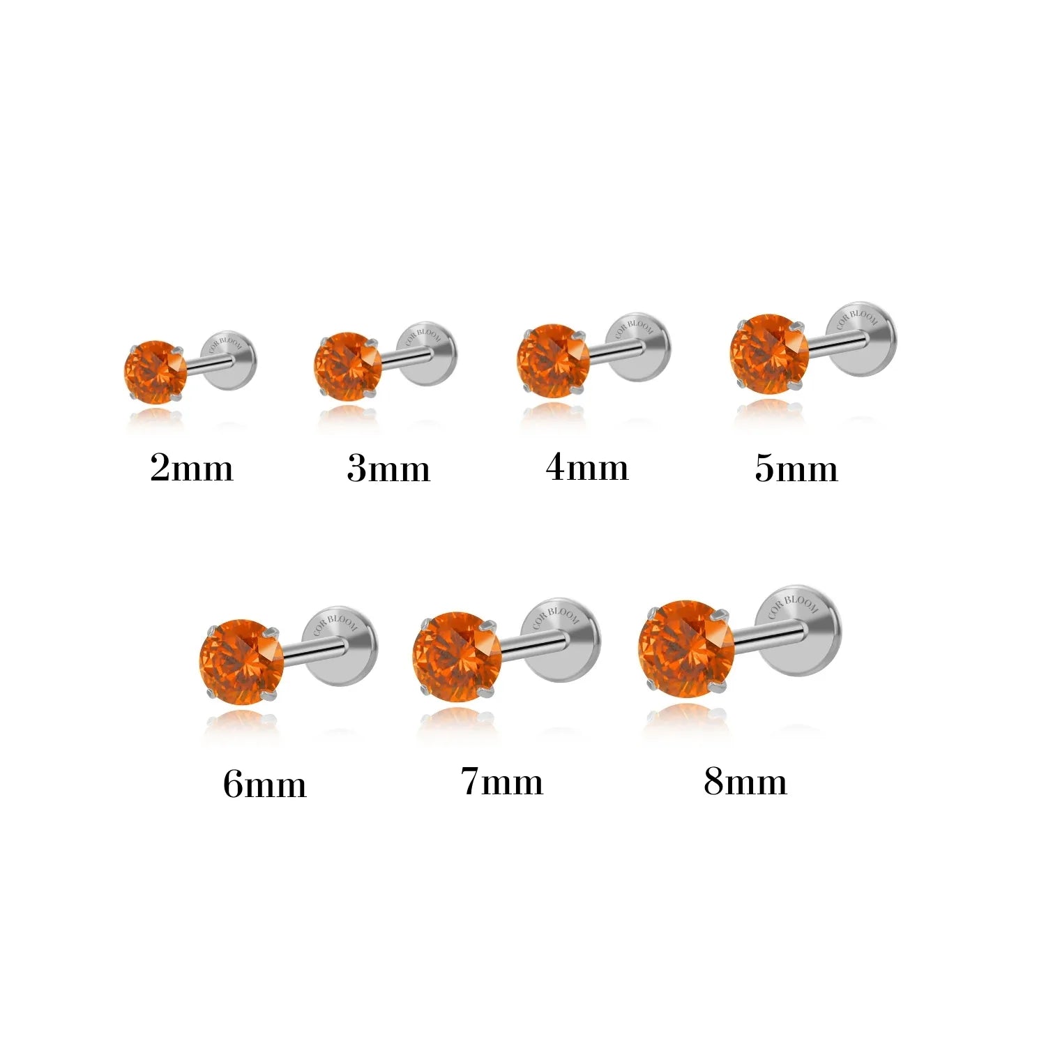 Titanium Multisize Orange Red Stud (Push Pin)
