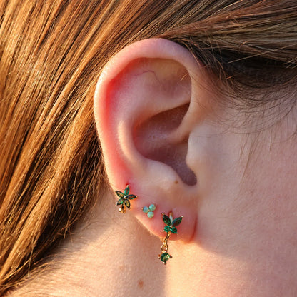 Titanium Mini Spring Breeze Green Opal Triangle Flat Back Stud