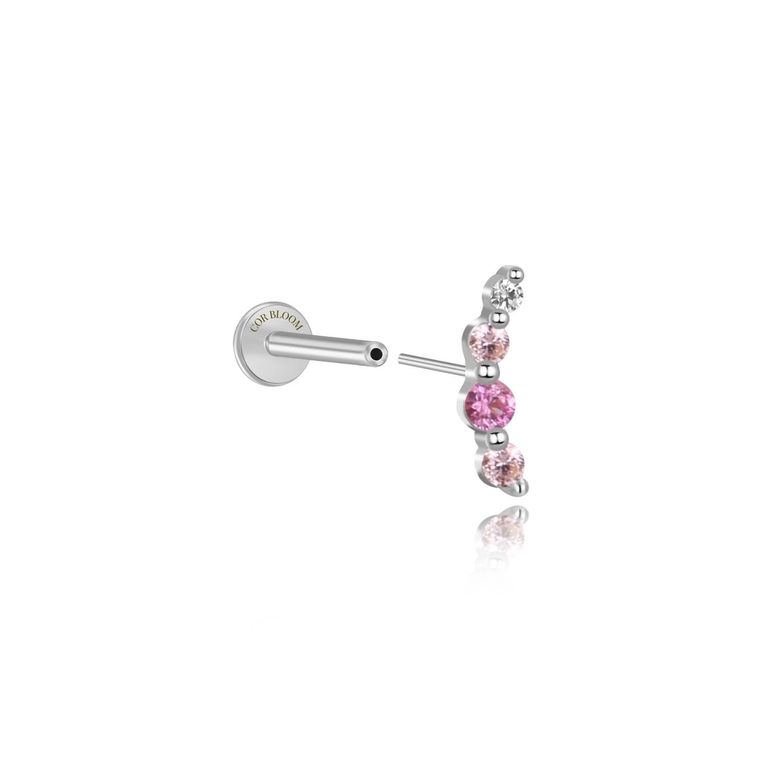 Minimal Mini Curve Stud – Pink & Ruby