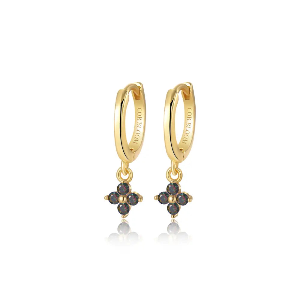 Alaiya Dark Iridescent Four-Leaf Clover Hoop Earrings
