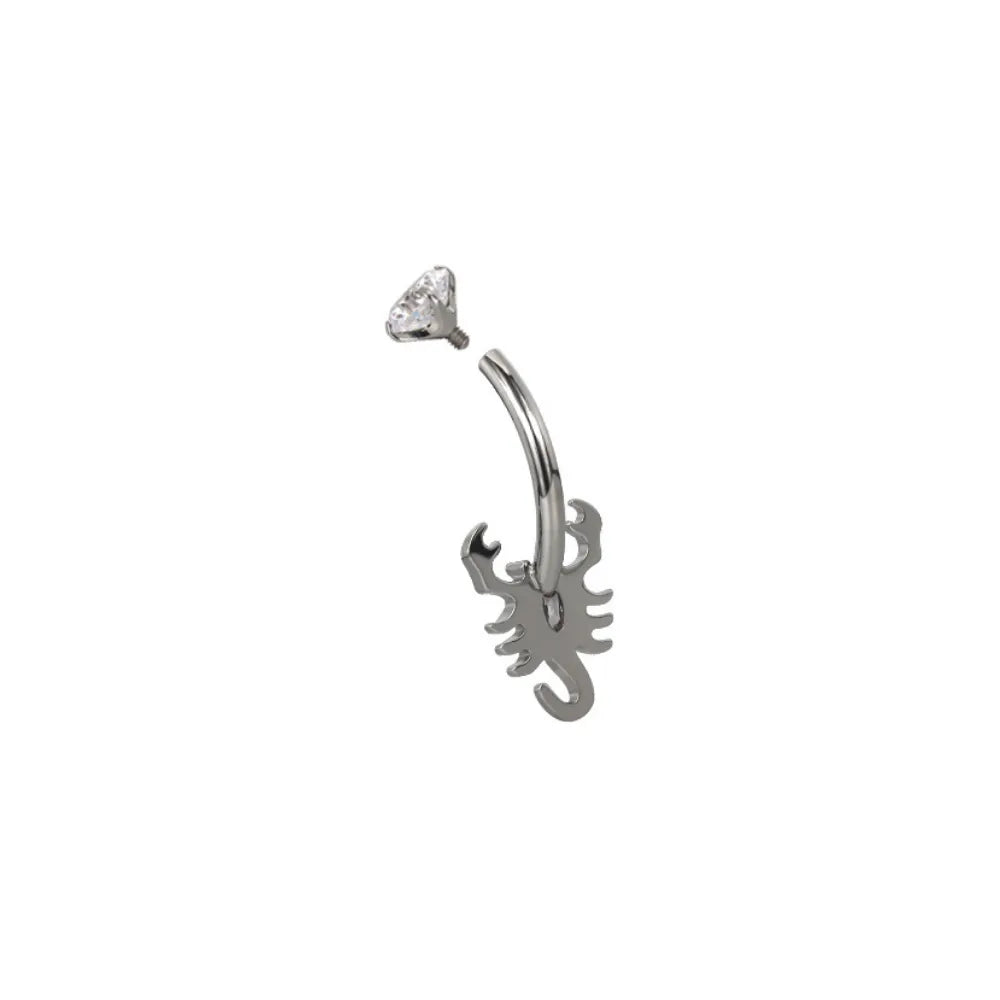 Titanium Diamond Scorpion Belly Ring