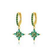 Lydia Green Emerald Starflower Drop Earrings
