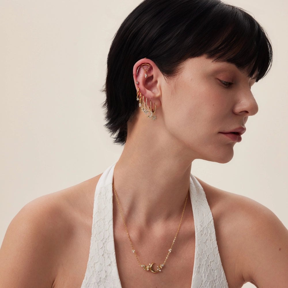 Titanium Yareli Kite Dangle Stud - Vertical Helix & Hidden Rook