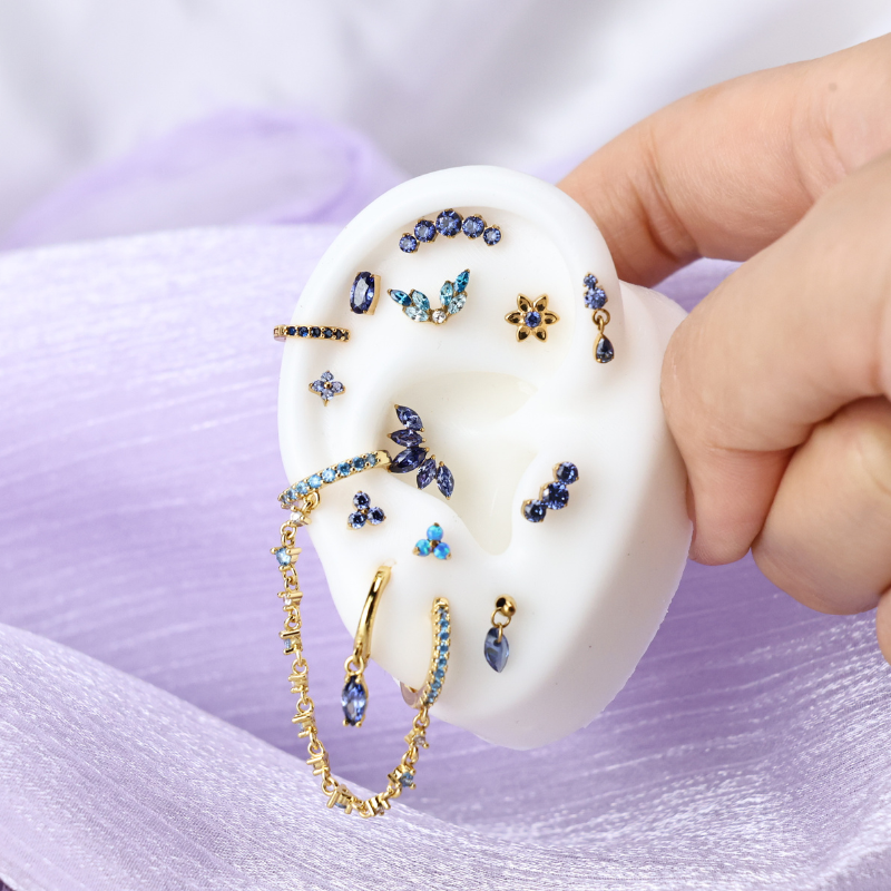 Titanium Oval Tanzanite Gemstone Flat Back Stud