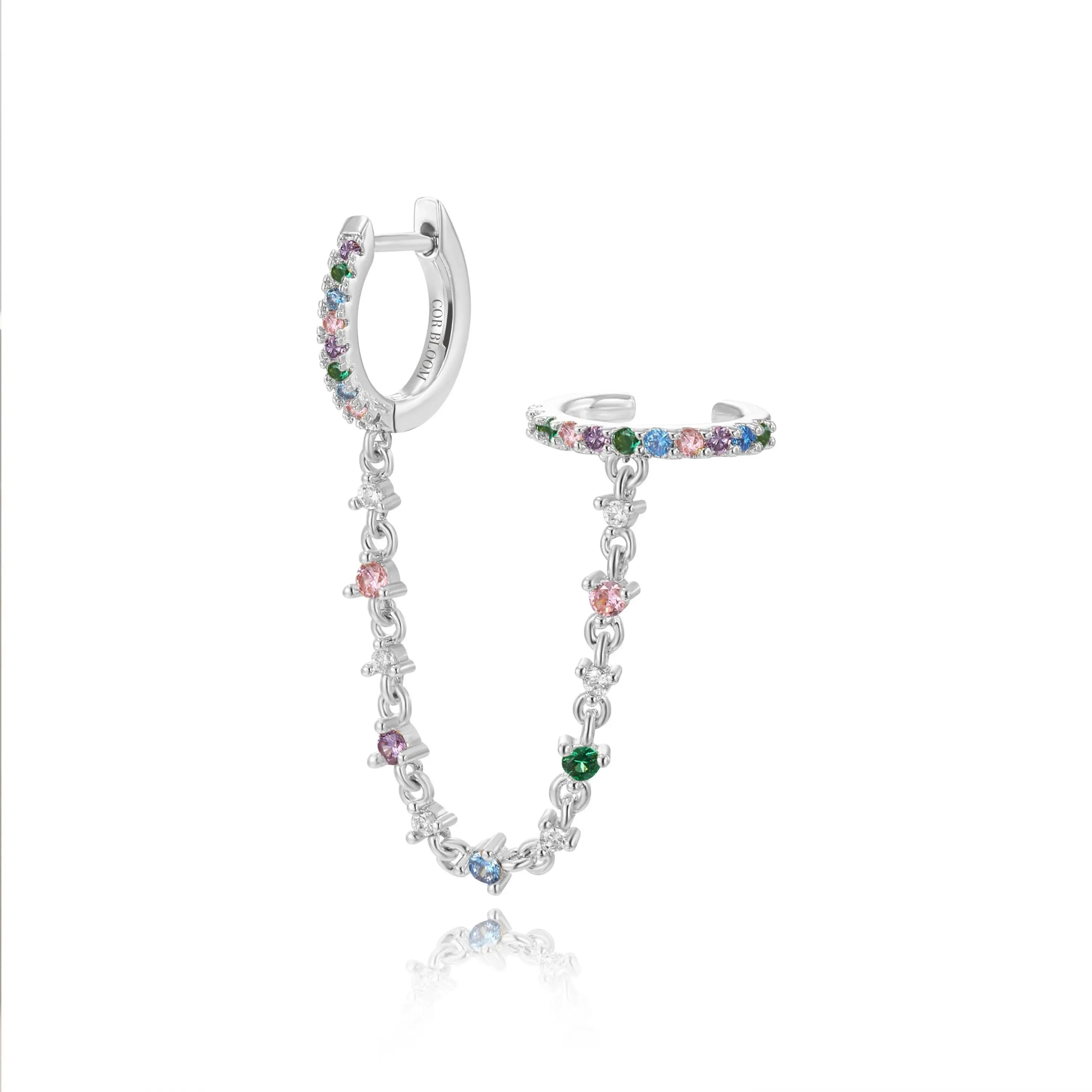 Abrielle Sparkling Chain Earring - Rainbow