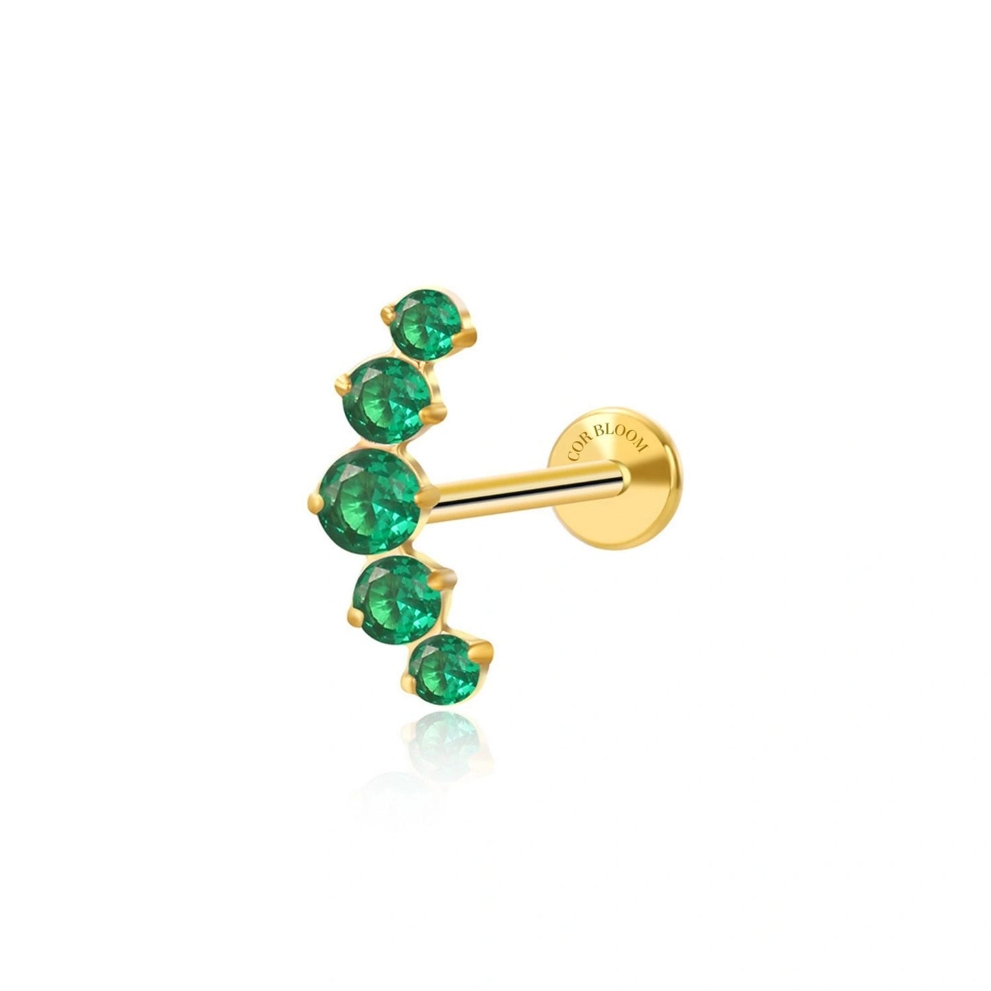 Titanium Five Emerald Gemstone Cluster Flat Back Stud