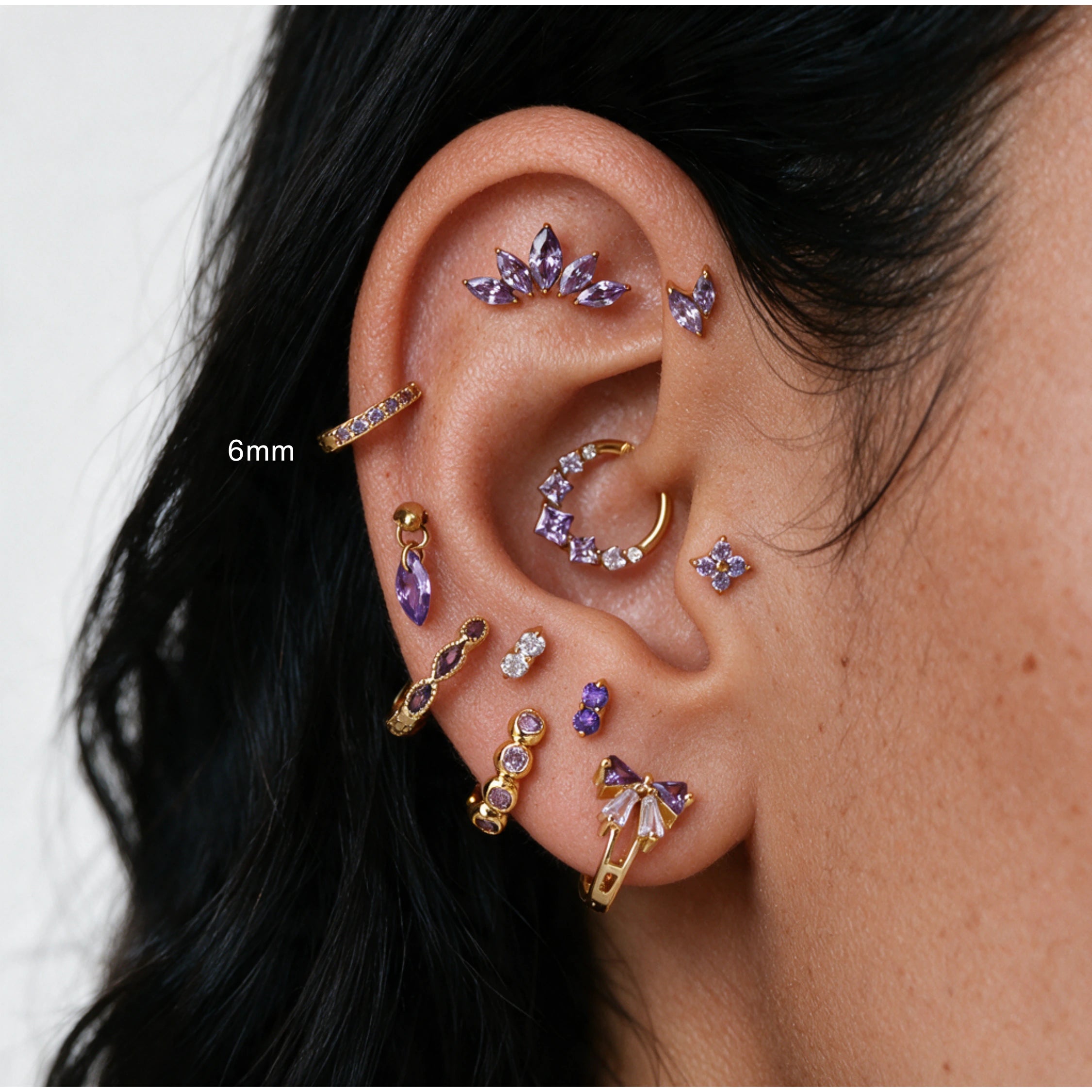 Arya Amethyst Pave Hoop Earrings