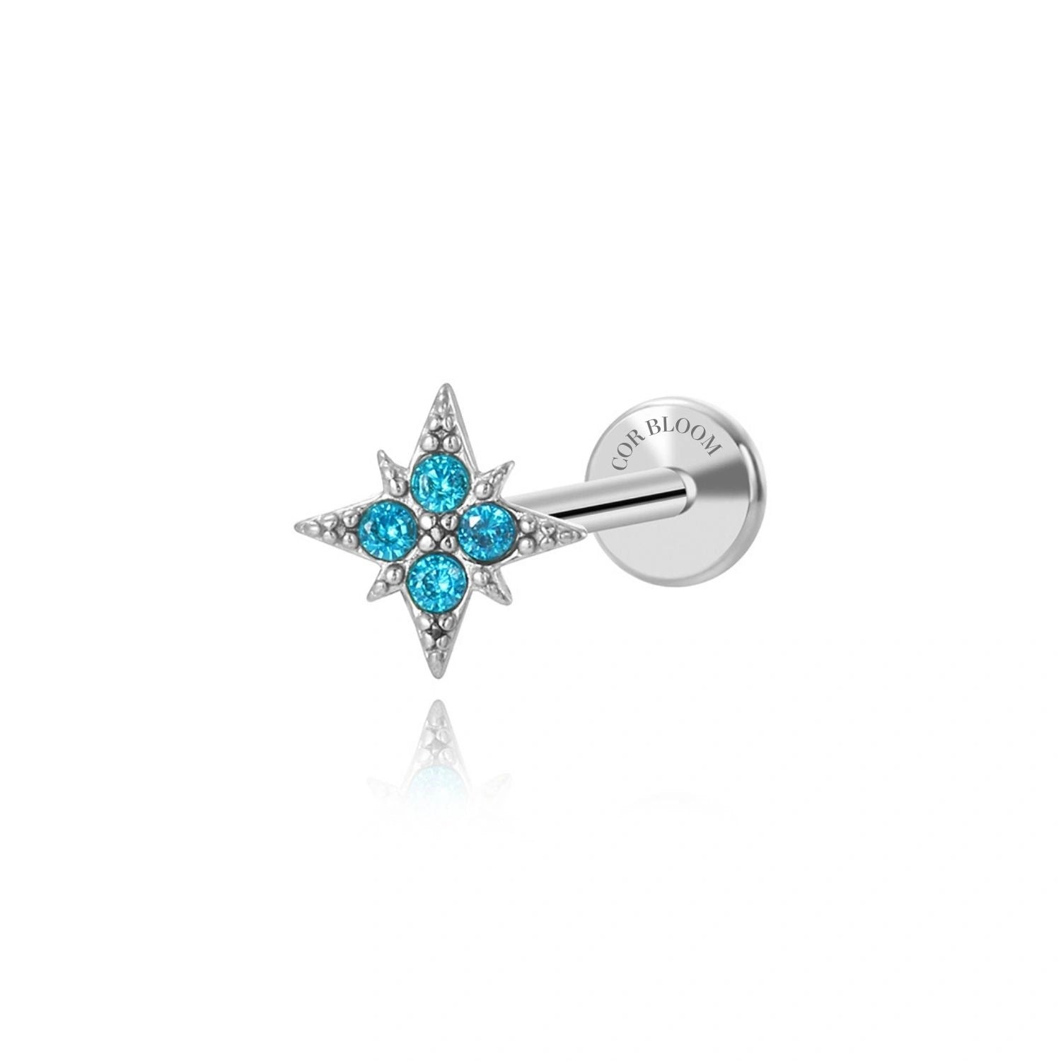 Aquamarine Northern Star Piercing Stud