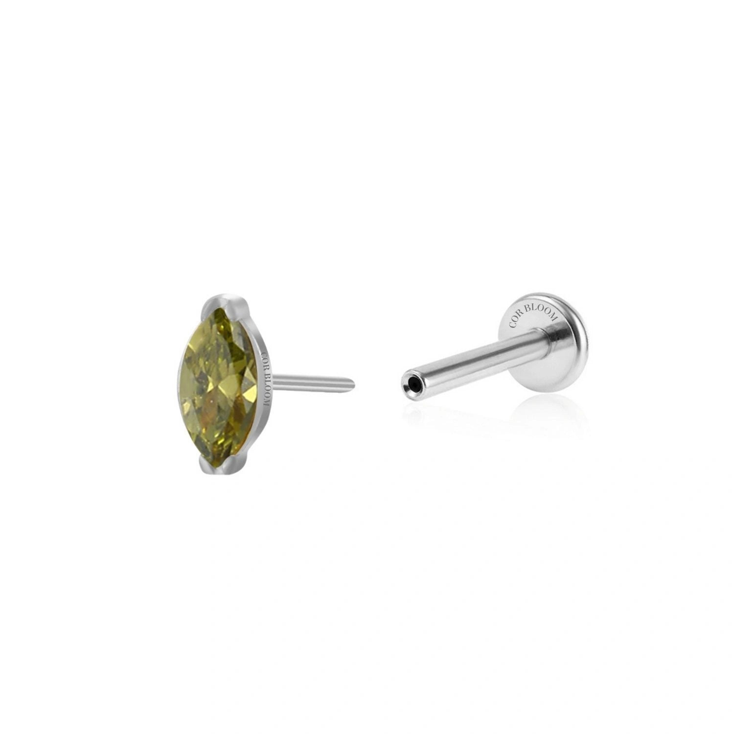 Titanium Elynn Peridot Marquise Flat Back Stud