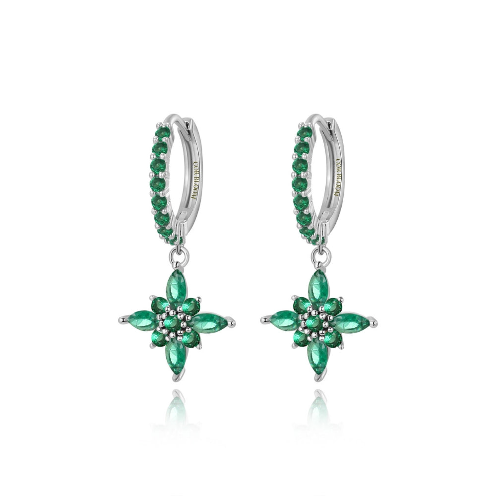 Lydia Green Emerald Starflower Drop Earrings