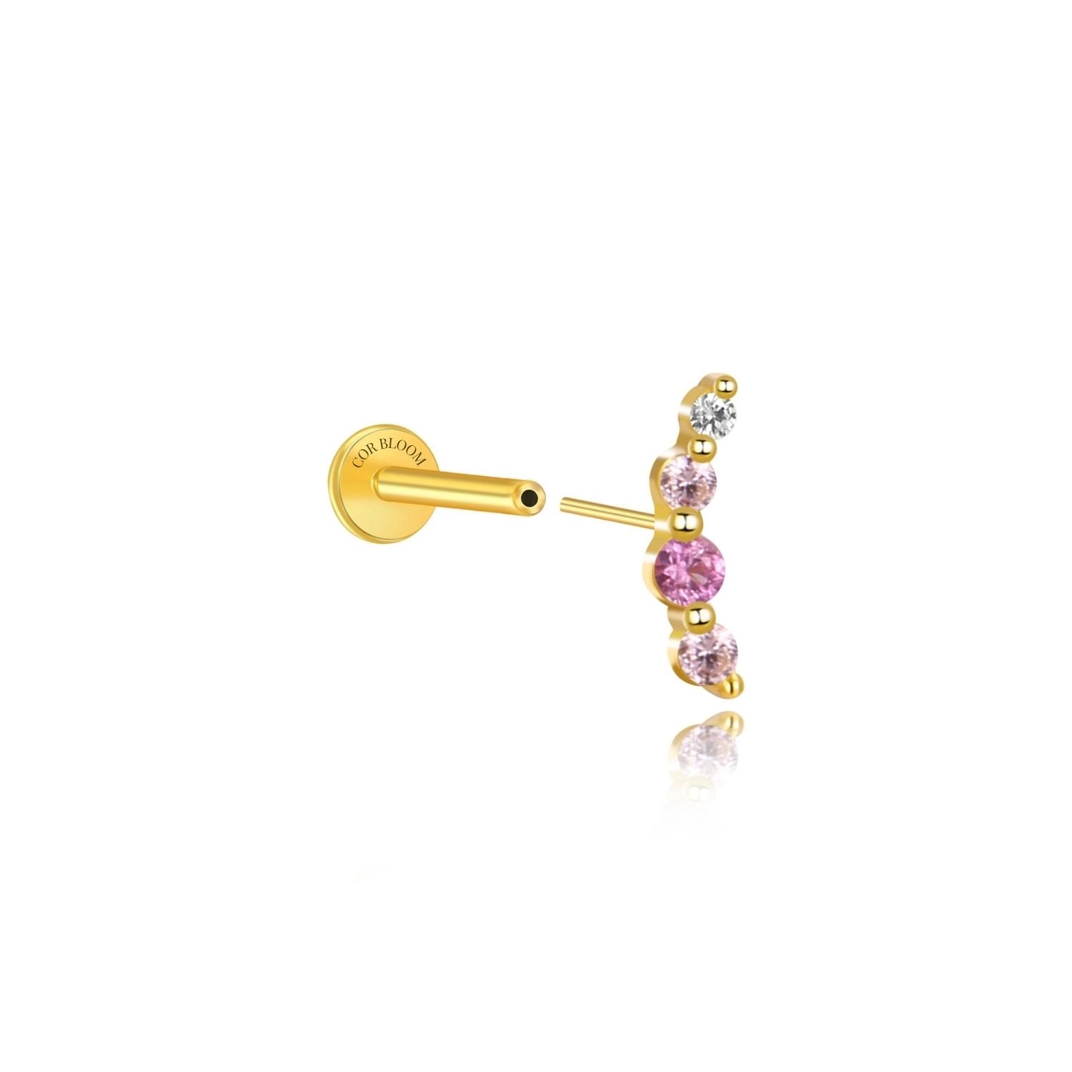 Minimal Mini Curve Stud – Pink & Ruby