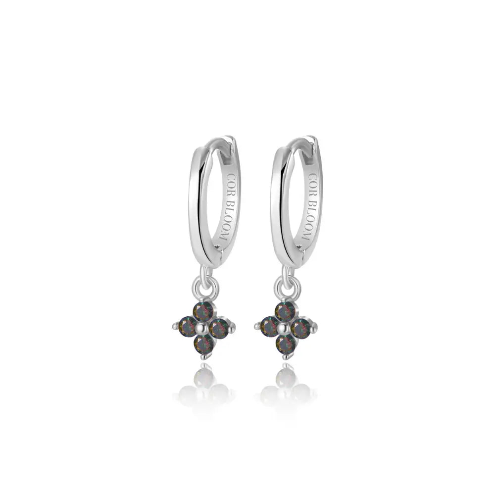 Alaiya Dark Iridescent Four-Leaf Clover Hoop Earrings