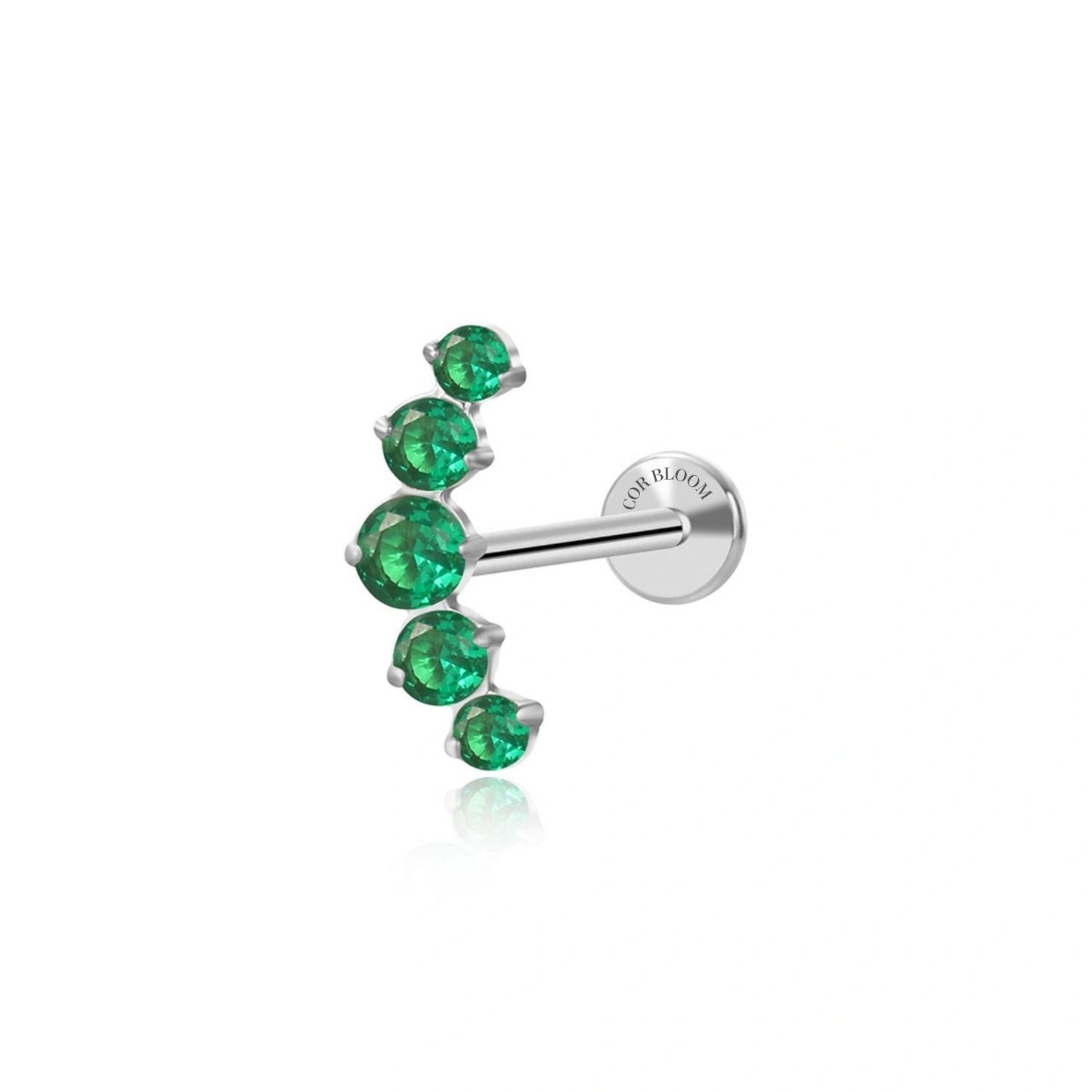 Titanium Five Emerald Gemstone Cluster Flat Back Stud