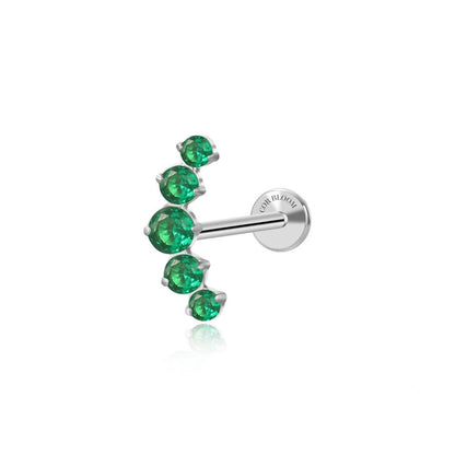 Titanium Five Emerald Gemstone Cluster Flat Back Stud