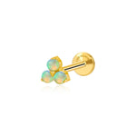 Titanium Mini Spring Breeze Green Opal Triangle Flat Back Stud