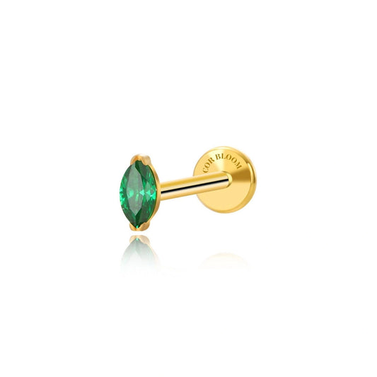 Titanium Green Emerald Marquise Flat Back