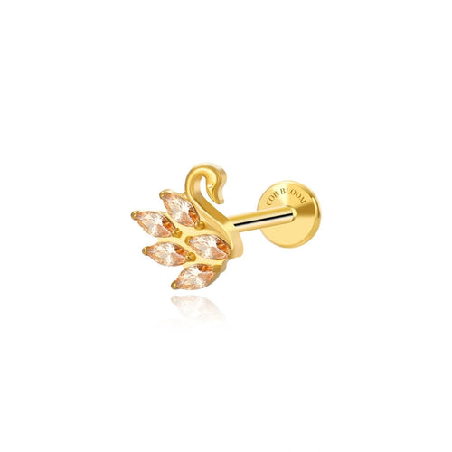 Titanium Golden Swan Flat Back Stud