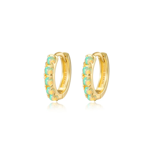 Yianna Spring Green Opal Hoop Earrings