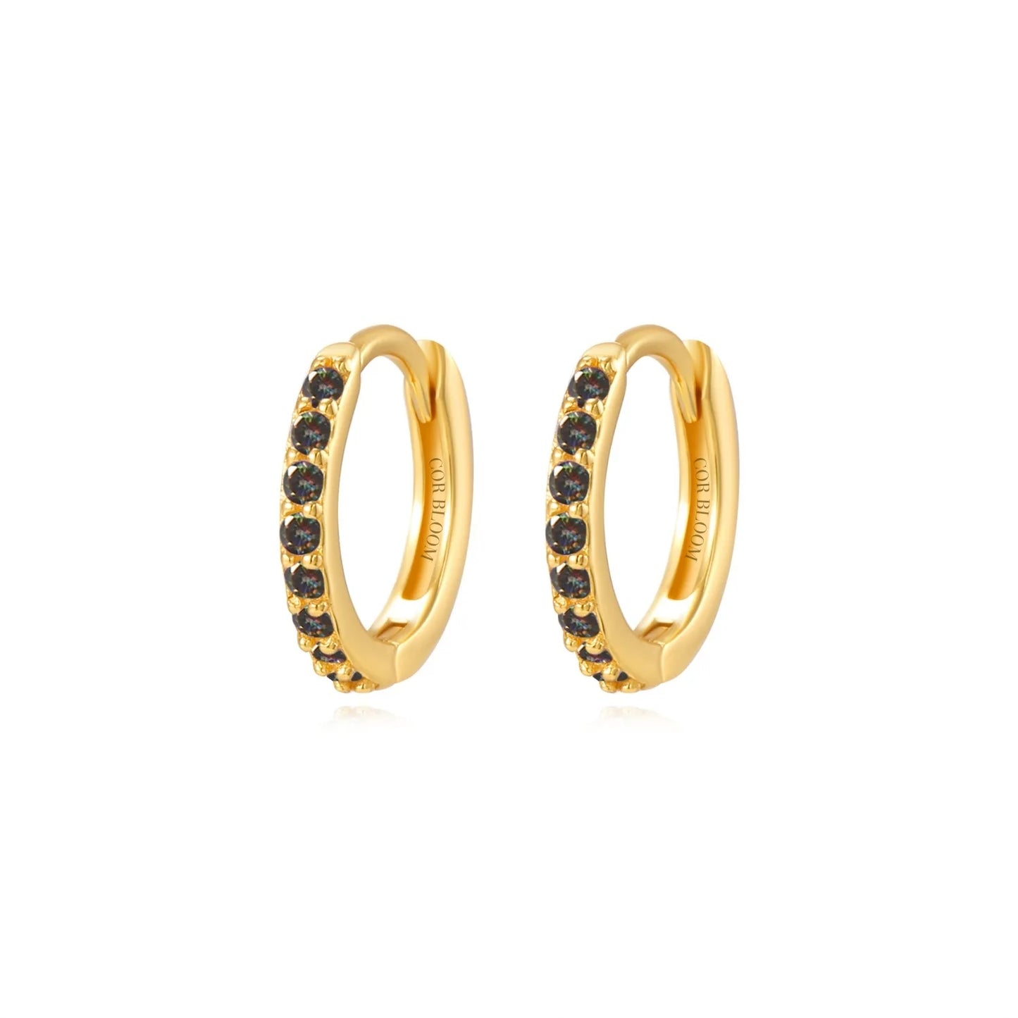 Arya Dark Iridescent Pave Hoop Earrings