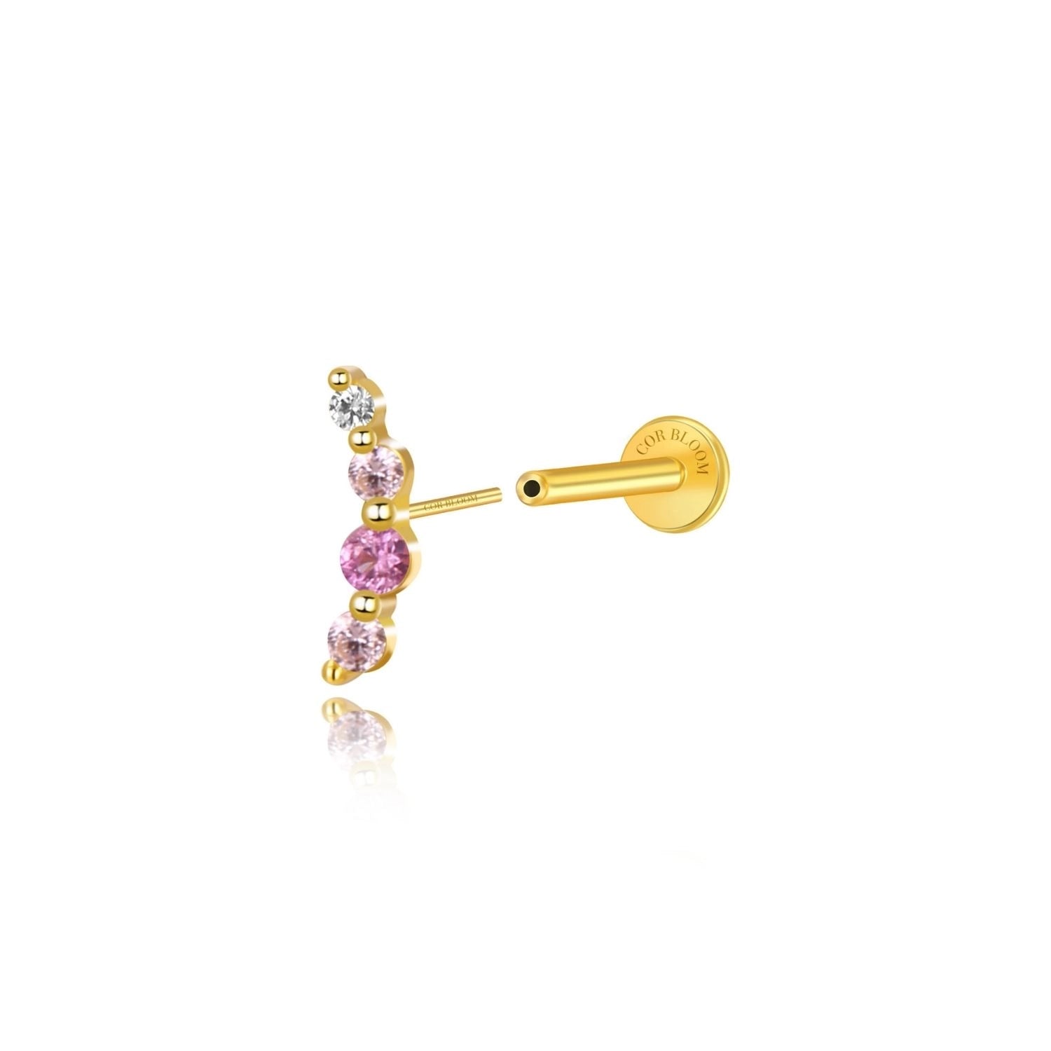 Minimal Mini Curve Stud – Pink & Ruby