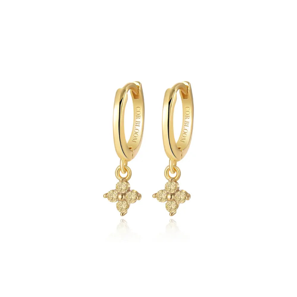 Alaiya Yellow Citrine Four-Leaf Clover Hoop Earrings